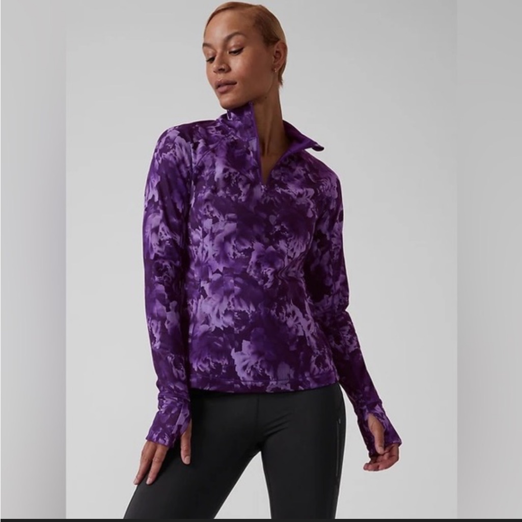 Athleta Rainier Half Zip Print Pullover